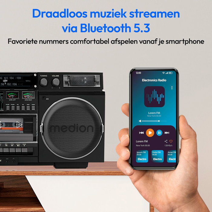Medion Ghetto Blaster Vintage DAB+/FM, CD/Cassette/USB/MP3 - Noir