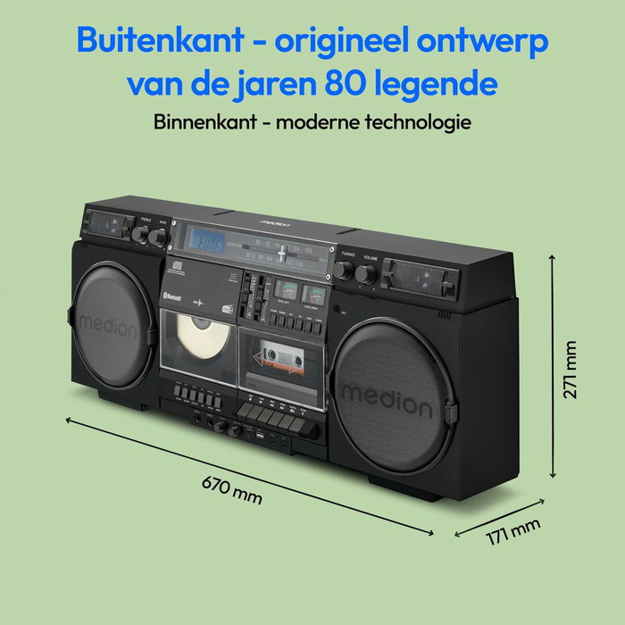 Medion Ghetto Blaster Vintage DAB+/FM, CD/Cassette/USB/MP3 - Noir
