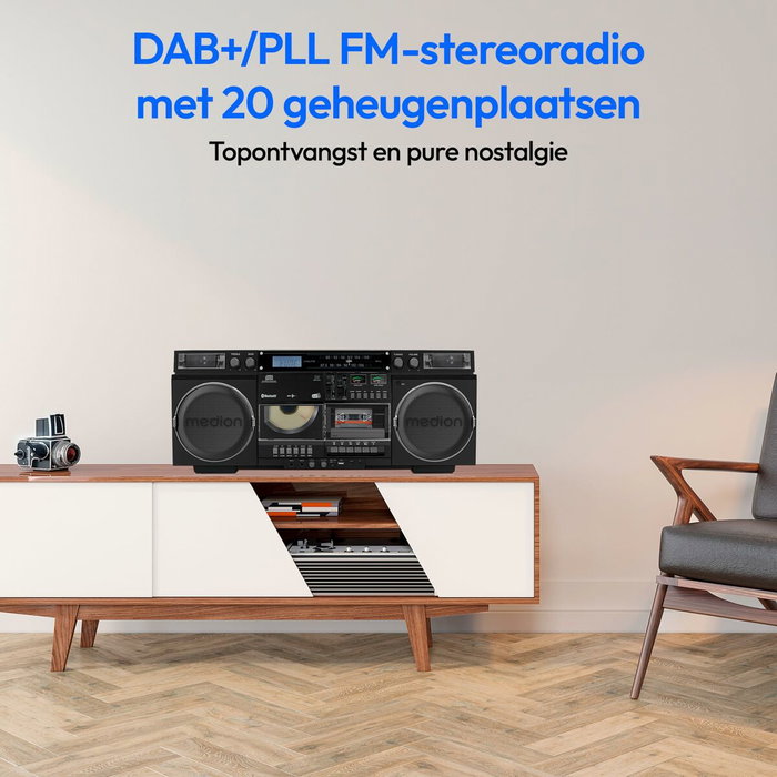 Medion Ghetto Blaster Vintage DAB+/FM, CD/Cassette/USB/MP3 - Noir