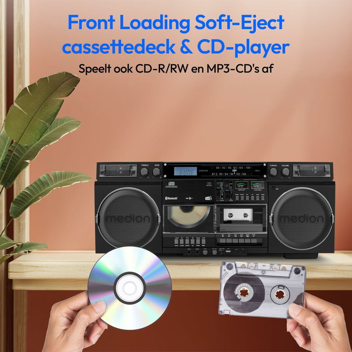 Medion Ghetto Blaster Vintage DAB+/FM, CD/Cassette/USB/MP3 - Noir