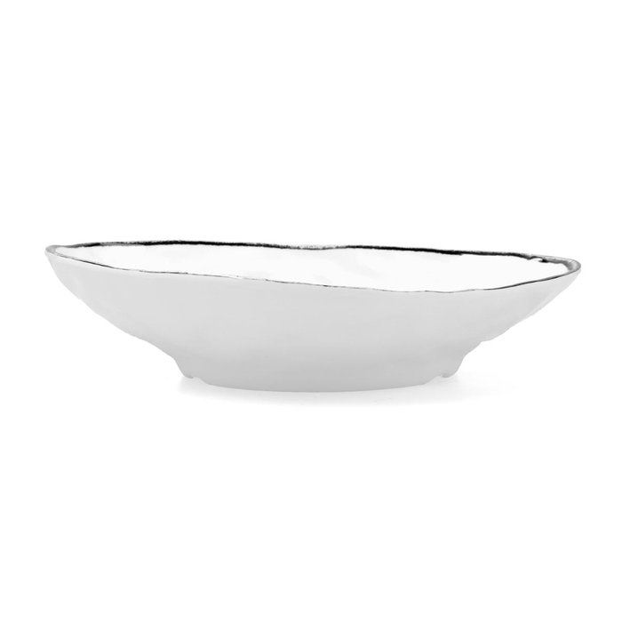 Quid Assiette Triangulaire Select Filo en Mélamine Blanc et Noir 26x21x5,9 cm