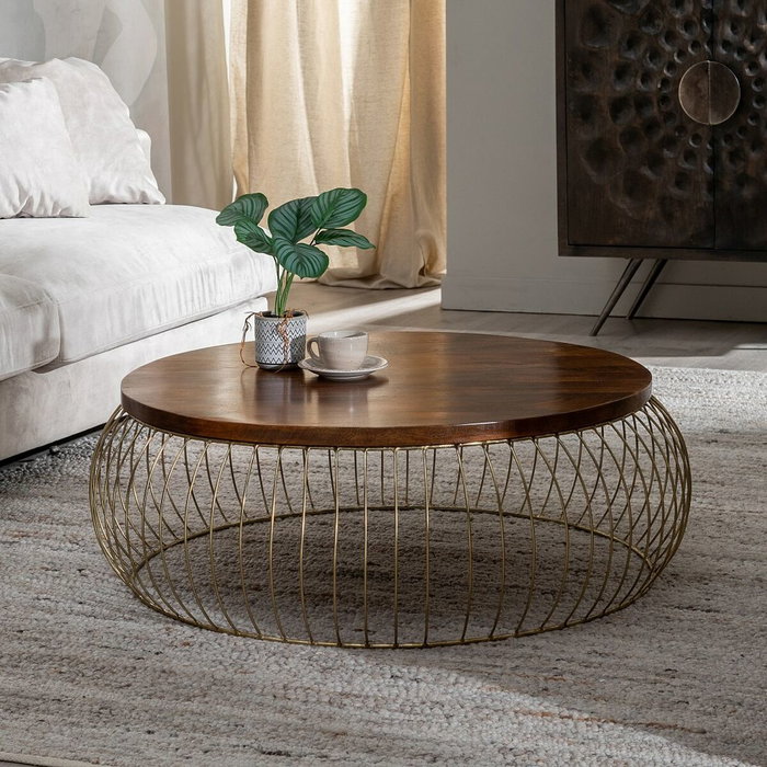BigBuy Home Table Basse Doré Naturel BigBuy Home Table Basse Doré Naturel