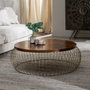 BigBuy Home Table Basse Doré Naturel