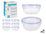 Leknes Lot de 6 Boîtes de Conservation Plastique Rondes 800 ml 15x7x15 cm Bleu Transparent (Set de 8)