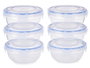 Leknes Lot de 6 Boîtes de Conservation Plastique Rondes 800 ml 15x7x15 cm Bleu Transparent (Set de 8)