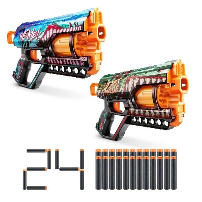 ZURU XSHOT Skins Griefer 2PK - Blaster rotatif à 6 canons, portée 27 m, 24 fléchettes incluses