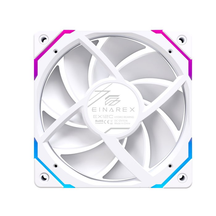 Einarex EX12C PWM A-RGB Ventilateur de Boîtier 120 mm Blanc - Refroidissement PC avec Illumination Adressable Einarex EX12C PWM A-RGB Ventilateur de Boîtier 120 mm Blanc - Refroidissement PC avec Illumination Adressable