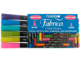 Tsukineko Set de 6 marqueurs textiles Fabrico Markers double pointe