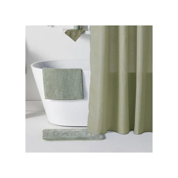 Today - Set de douche Utility avec panier de rangement, tapis de bain et rideau de douche imprimé - Green