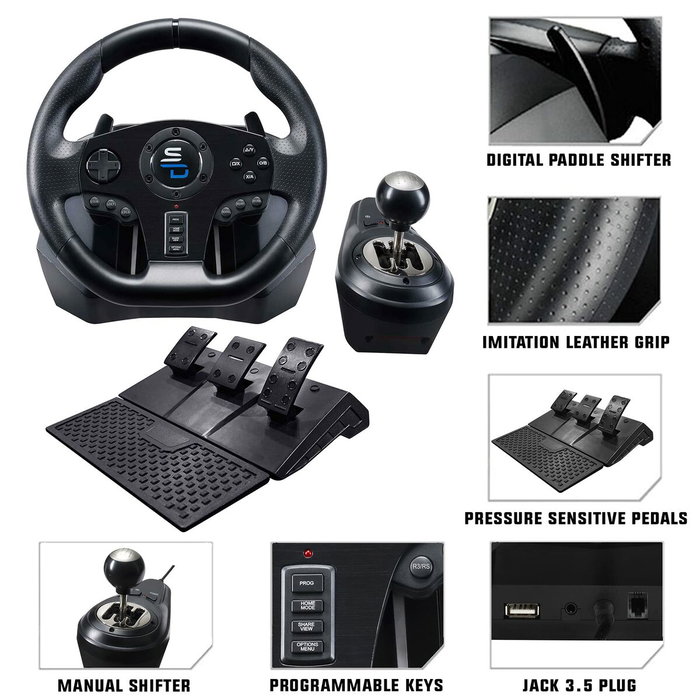 Subsonic Superdrive GS850-X - Volant de course avec levier de vitesse manuel et 3 pédales