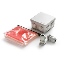 Famatel Boîte de jonction étanche carrée IP55 80x80x36 mm + gel isolant IP68 250 ml + 2 presse-étoupes, blister