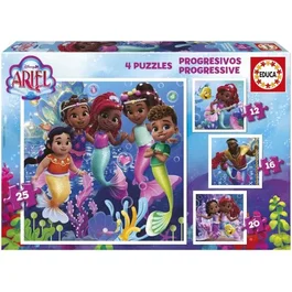 Educa Puzzles Progressifs Disney Ariel - Coffret 4 Puzzles Enfants 12, 16, 20 et 25 Pièces - À Partir de 3 Ans