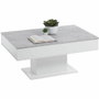 FMD Table Basse Bicolore avec Plateau Coulissant Gris Béton et Blanc