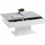 FMD Table Basse Bicolore avec Plateau Coulissant Gris Béton et Blanc