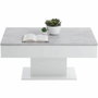 FMD Table Basse Bicolore avec Plateau Coulissant Gris Béton et Blanc