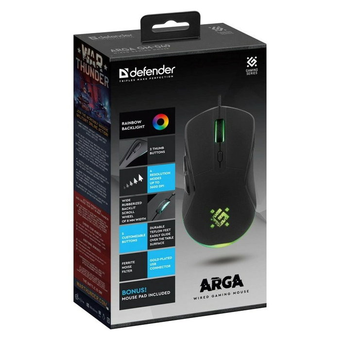 Defender Souris Gaming Defender GM-049 ARGA Noir 3600 DPI