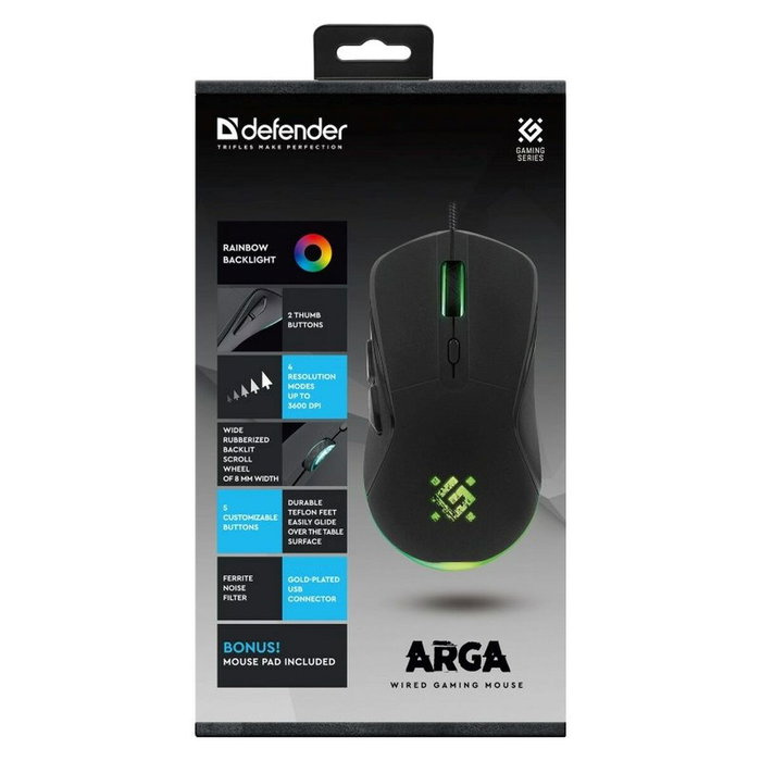 Defender Souris Gaming Defender GM-049 ARGA Noir 3600 DPI