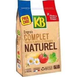 KB Engrais Universel KBCOMP5 - 5 kg - Engrais Complet 100% Naturel pour Fruits, Légumes, Fleurs - Jusqu'à 100 m² et 3 Mois de Nutrition