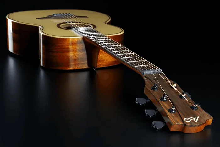 LAG Guitare Acoustique Travel Spruce Folk, Table Épicéa Massif, Dos et Éclisses Acajou, Format Voyage