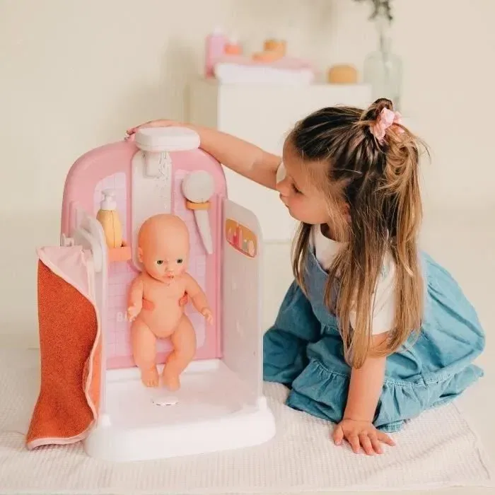 Smoby - Baby Nurse Douche Interactive avec Pommeau Fonctionnel et Réservoir d'Eau - Jouet pour Enfant à Partir de 3 Ans