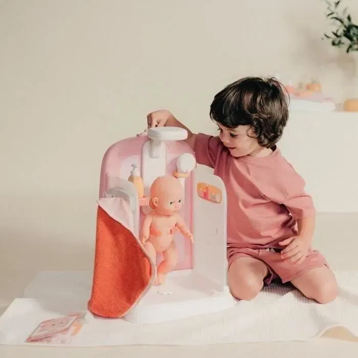 Smoby - Baby Nurse Douche Interactive avec Pommeau Fonctionnel et Réservoir d'Eau - Jouet pour Enfant à Partir de 3 Ans