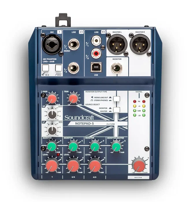 Soundcraft Notepad-5 Table de Mixage avec Interface Audio USB et Préamplis Micro