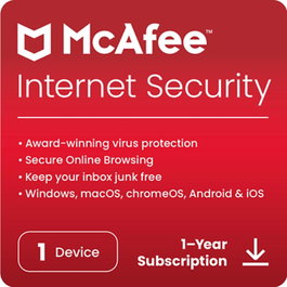 McAfee Antivirus Internet Security 1 Appareil 1 An Téléchargement Direct ESD