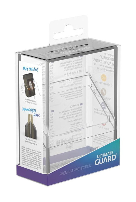 Ultimate Guard Boulder Deckcase 40+ Boîte de rangement pour cartes à jouer standard, capacité jusqu'à 40 cartes double protection, dimensions 76x98.5x35 mm