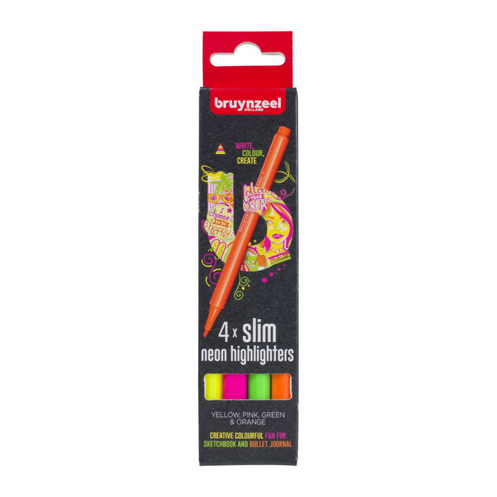Bruynzeel 4 marqueurs fluorescents fins néon Bruynzeel 4 marqueurs fluorescents fins néon