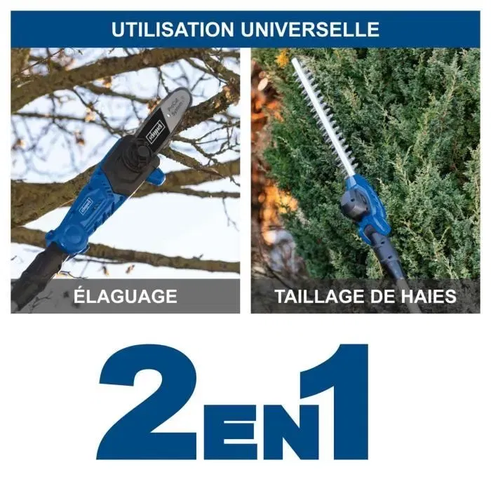 Scheppach Taille-haies télescopique 41cm et élagueuse 18cm sans fil 20V IXES (Réf. C-PHTS410-X) - Sans batterie ni chargeur