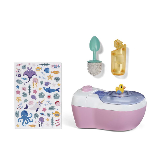 Zapf Creation - Poupée Baby Born Baño 837542 avec effets sonores aquatiques, mélodie amusante et autocollants de décoration pour le bain - Jeu pour enfants dès 3 ans