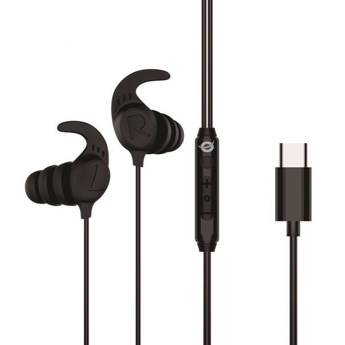 Conceptronic Brendan05B Écouteurs Intra-auriculaires USB-C Noir, Hi-Fi, Microréduction Bruit, Ergonomiques Conceptronic Brendan05B Écouteurs Intra-auriculaires USB-C Noir, Hi-Fi, Microréduction Bruit, Ergonomiques