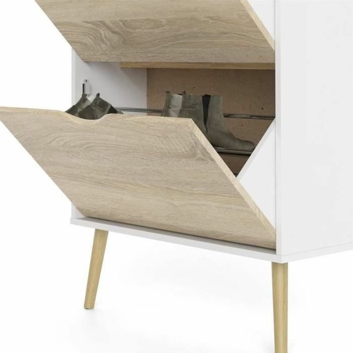 Meuble à chaussures 3 abattants Blanc et chêne Sonoma Meuble à chaussures 3 abattants Blanc et chêne Sonoma