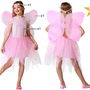 Costume Fée Rose pour Fille 3-4 Ans - Robe, Ailes et Tête avec Détails Fantasy - Polyester