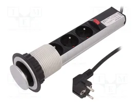 ORNO Bloc PC de meuble 3 prises, argent