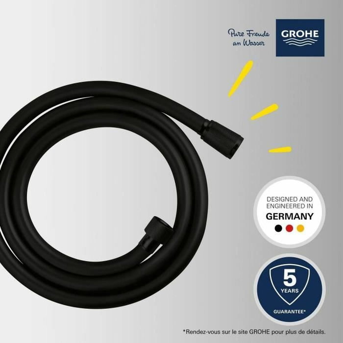 Grohe Flexible de douche VitalioFlex Trend, 1,5 m, Noir mat