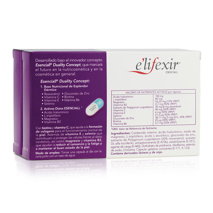 E'Lifexir Esenciall Cóctel Belleza Nocturna Cápsulas 60 u - Complément alimentaire pour la formation de collagène et la protection antioxydante de la peau