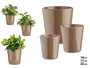 Ibergarden Lot de 3 pots coniques en céramique taupe 14 17 22 cm