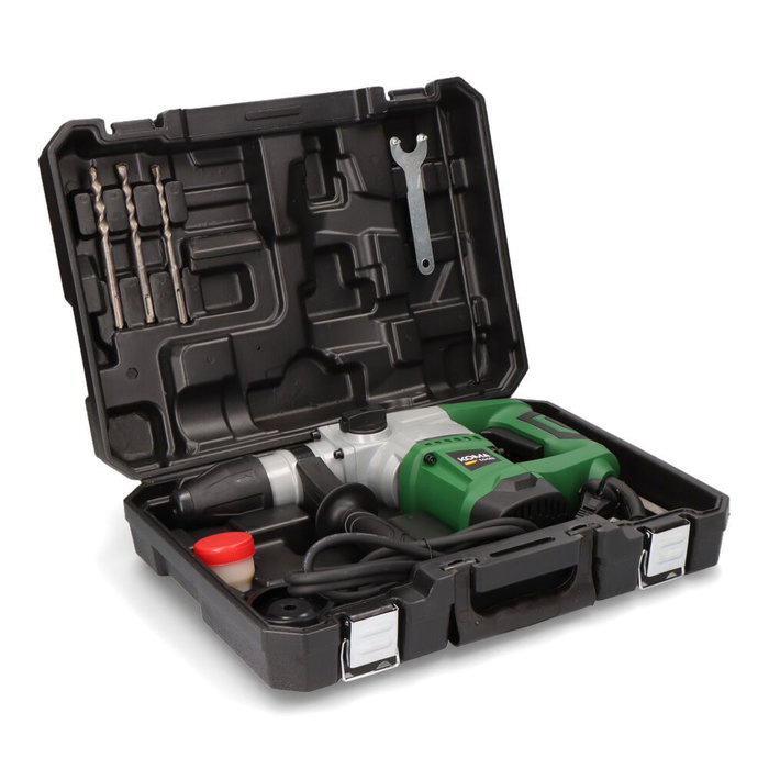Koma Tools MP-900 Marteau perforateur 900 W avec mandrin SDS+, 3 forets, 2 burins, mallette