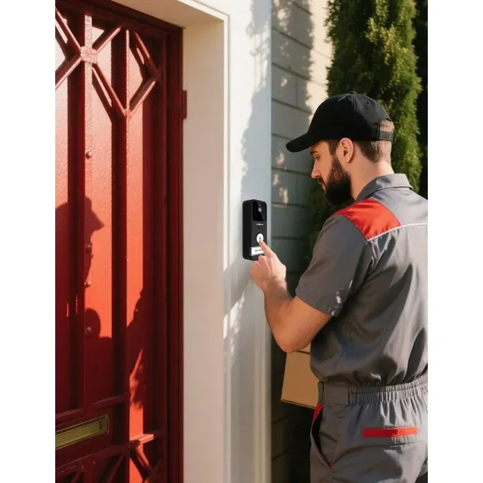 Link2Home Portier vidéo sans fil nomade - Écran LCD 3'' - Transmission 150 m - Batteries rechargeables 4000 mAh - Vision nocturne - Caméra grand angle 105° - IP55