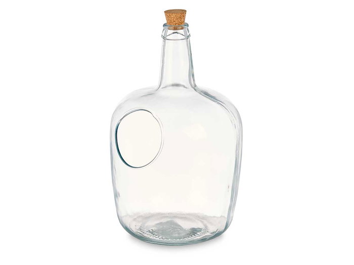 Giftdecor Dame-Jeanne avec trou bouchon liège 8L verre transparent 22x37x22 cm