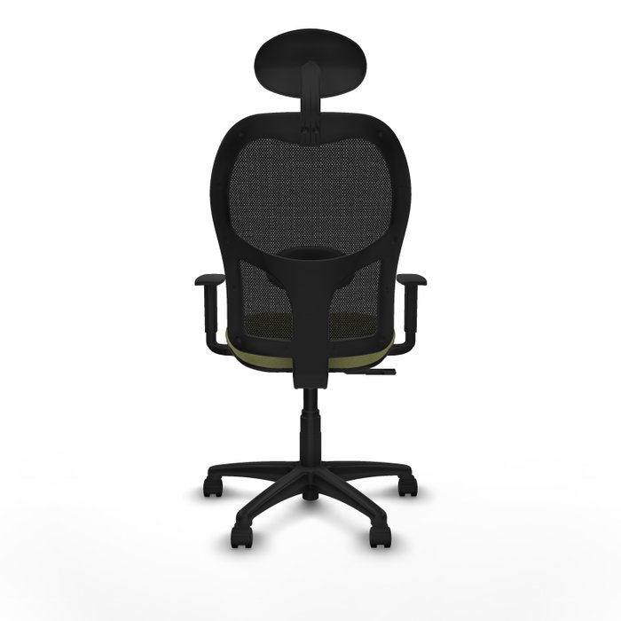 Piqueras Y Crespo Silla de oficina Alocén, Vert olive et Noir, Mécanisme Sincro, Brazos 1D, Cabecero Fijo