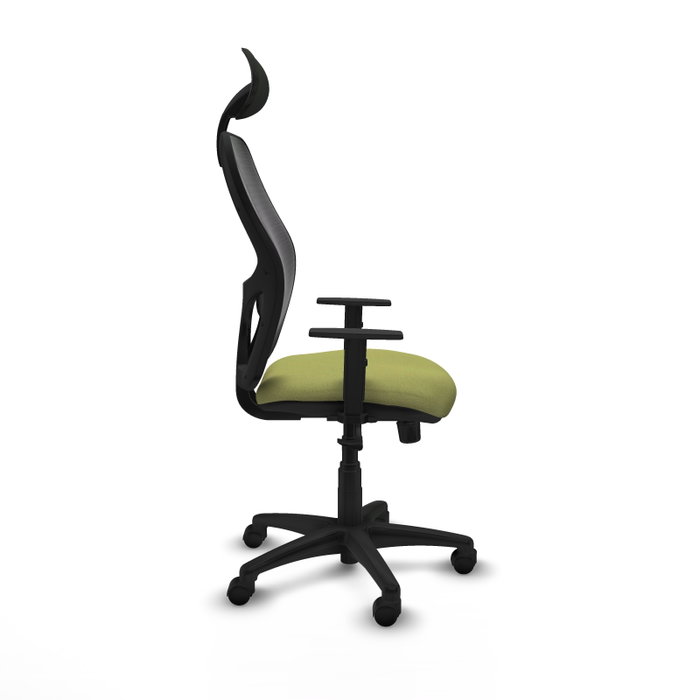 Piqueras Y Crespo Silla de oficina Alocén, Vert olive et Noir, Mécanisme Sincro, Brazos 1D, Cabecero Fijo