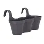 Artevasi Pot de fleurs pour balcon Capri Individ - 30.5 x 54 x H 28 cm - 11L - Gris anthracite - Rond - 3 en 1