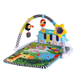 TACHAN Tapis d'éveil musical 4 en 1 pour bébé avec piano lumineux, arcos de juegos T01001 - Langues : anglais, portugais, espagnol - Dès la naissance