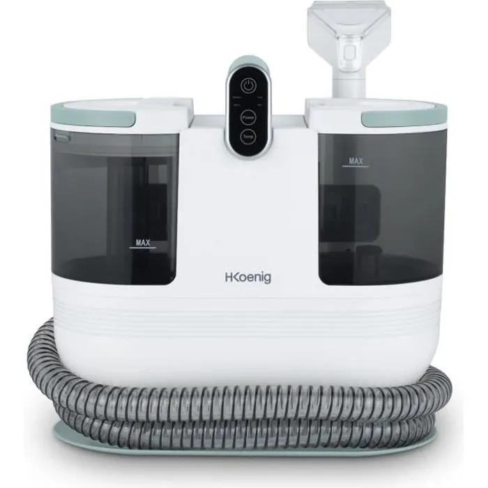 H.Koenig TWT88 Nettoyeur vapeur et extracteur à main pour textiles (1200 W, eau chaude 60°C, débit 250 ml/min, réservoir 1600 ml/950 ml, 3 brosses) - Blanc H.Koenig TWT88 Nettoyeur vapeur et extracteur à main pour textiles (1200 W, eau chaude 60°C, débit 250 ml/min, réservoir 1600 ml/950 ml, 3 brosses) - Blanc