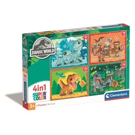 Clementoni Supercolor 4 In 1 - Puzzle Jurassic World Progressif Enfants 3+ Ans - 12, 16, 20, 24 Pièces - 4 Images Différentes - Fabriqué en Italie