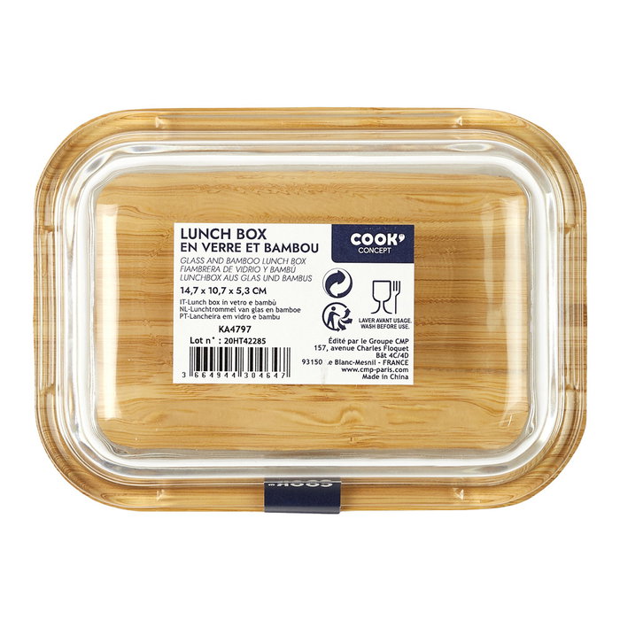 Cook Concept Fiambrera 320 ml en verre borosilicate et bambou