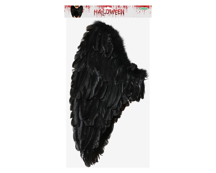 Ailes de Halloween Noires Grandes 65 x 65 cm avec Effet Plumes pour Déguisement Démon, Ange Tombé ou Créature - Accessoire de Fête Ailes de Halloween Noires Grandes 65 x 65 cm avec Effet Plumes pour Déguisement Démon, Ange Tombé ou Créature - Accessoire de Fête