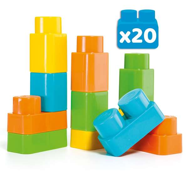 Molto - Valise à roulettes rose avec 20 blocs de construction - Jouet en plastique sans piles